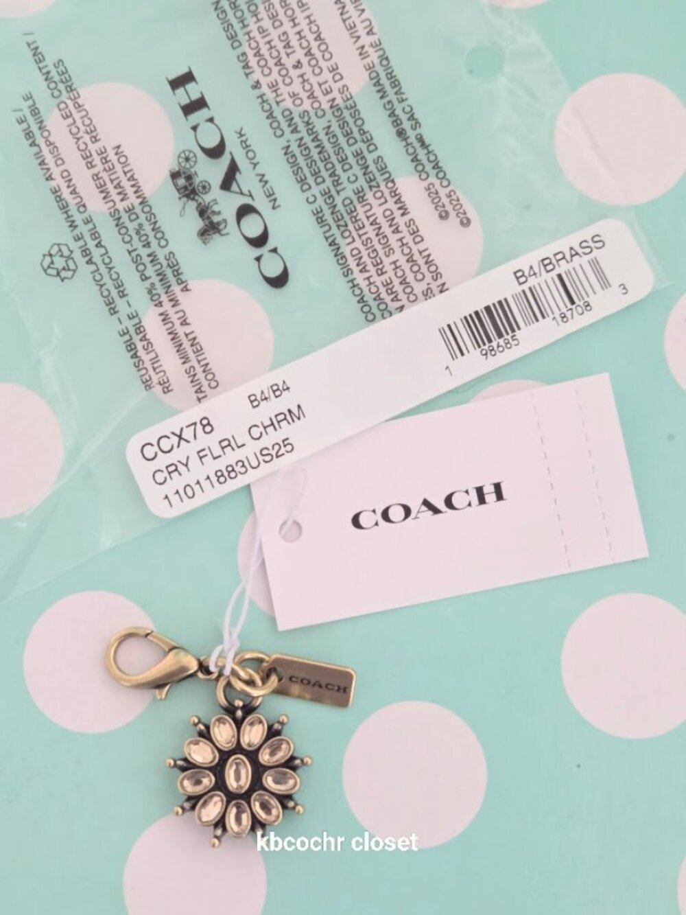 Coach Brand New DIY Crystal Flower Charm CCX78